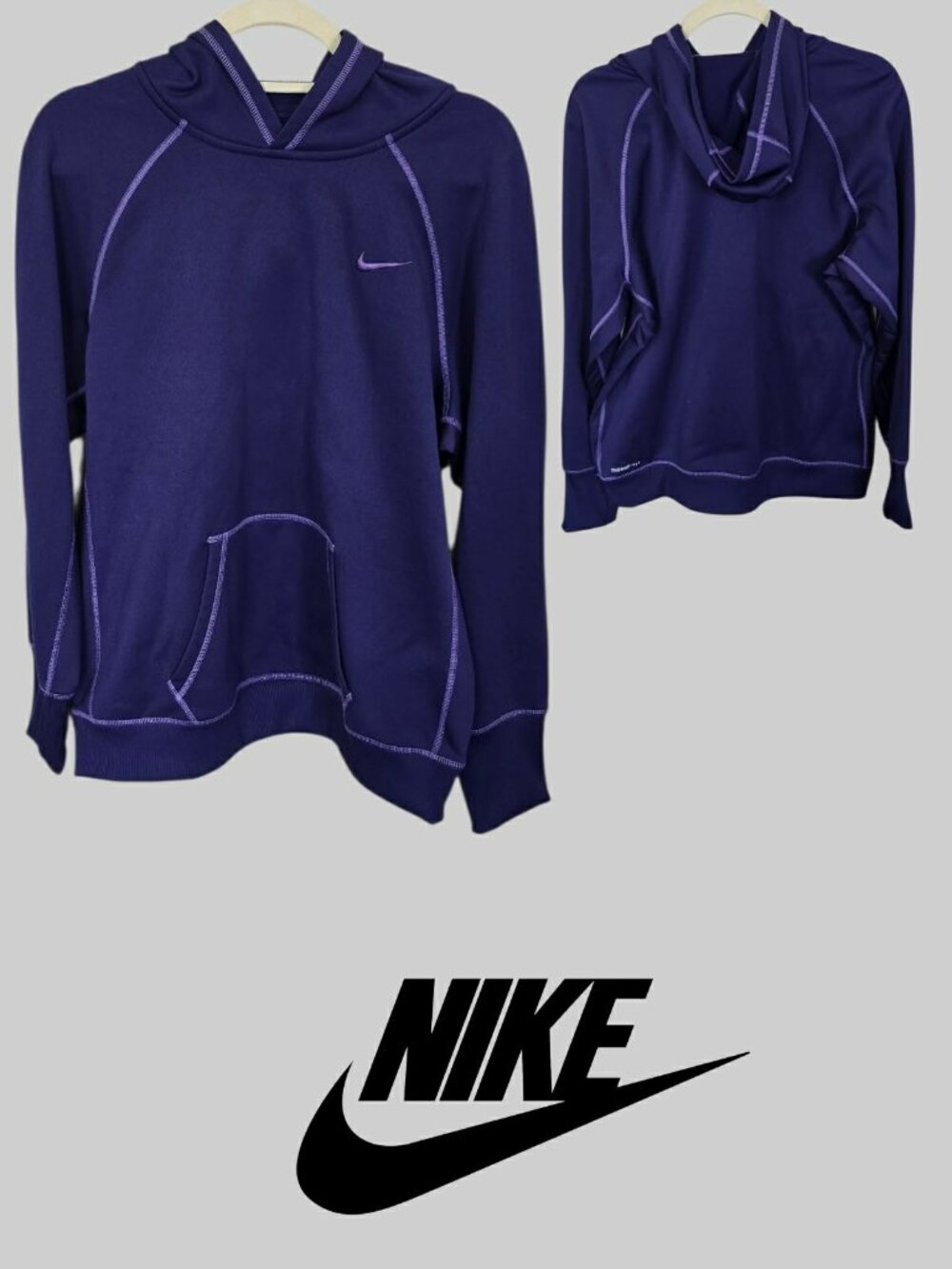 Nike Purple Therma Fit Longsleeve Workout Casual  Sweatshirt Hooded Women XL